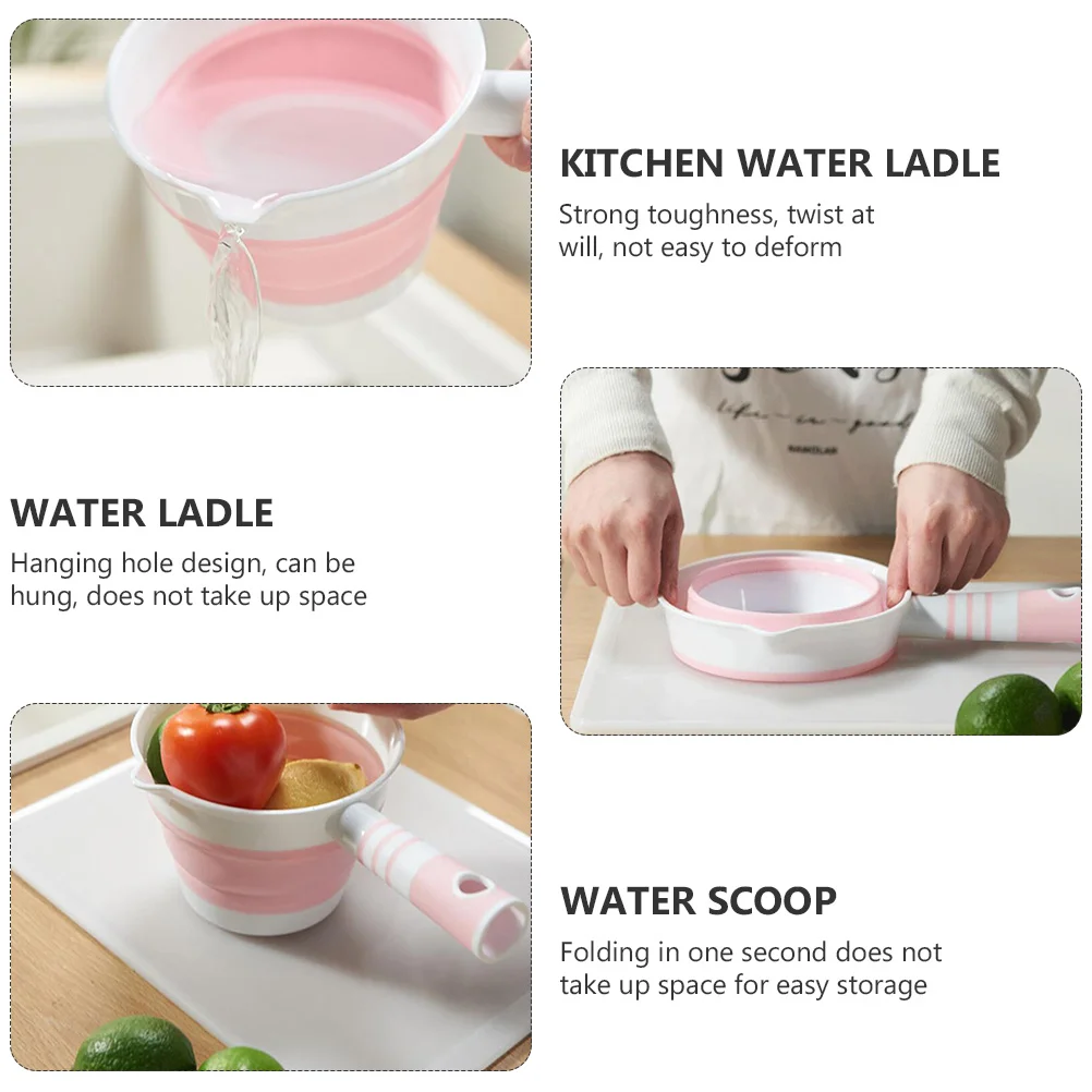 Soup Ladle Spoons Plastic Kitchen Bucket Portable Bath Foldable Water Scoop Dipper Shampoo Large for