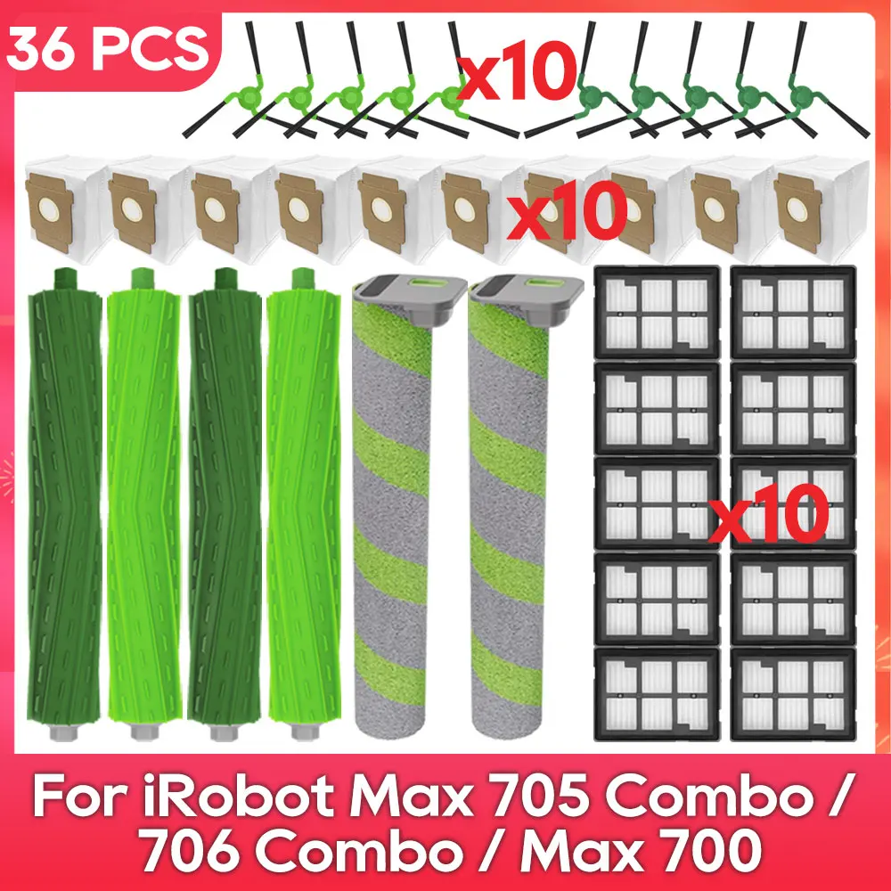 Geschikt voor (iRobot Roomba Max 705 Combo / 706 Combo / Max 700 Serie Combo) Hoofdborstel, filter, rolborstel, stofzak onderdeel