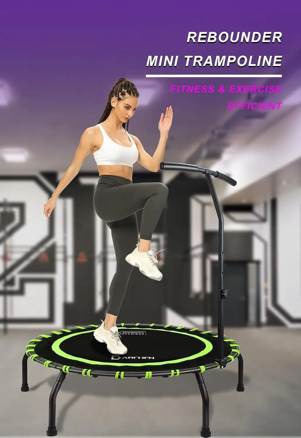 350lbs Rebounder Mini Trampoline for Adult, Indoor Small Trampoline for Exercise Workout Fitness, Upgrade Design Bungee Trampoli