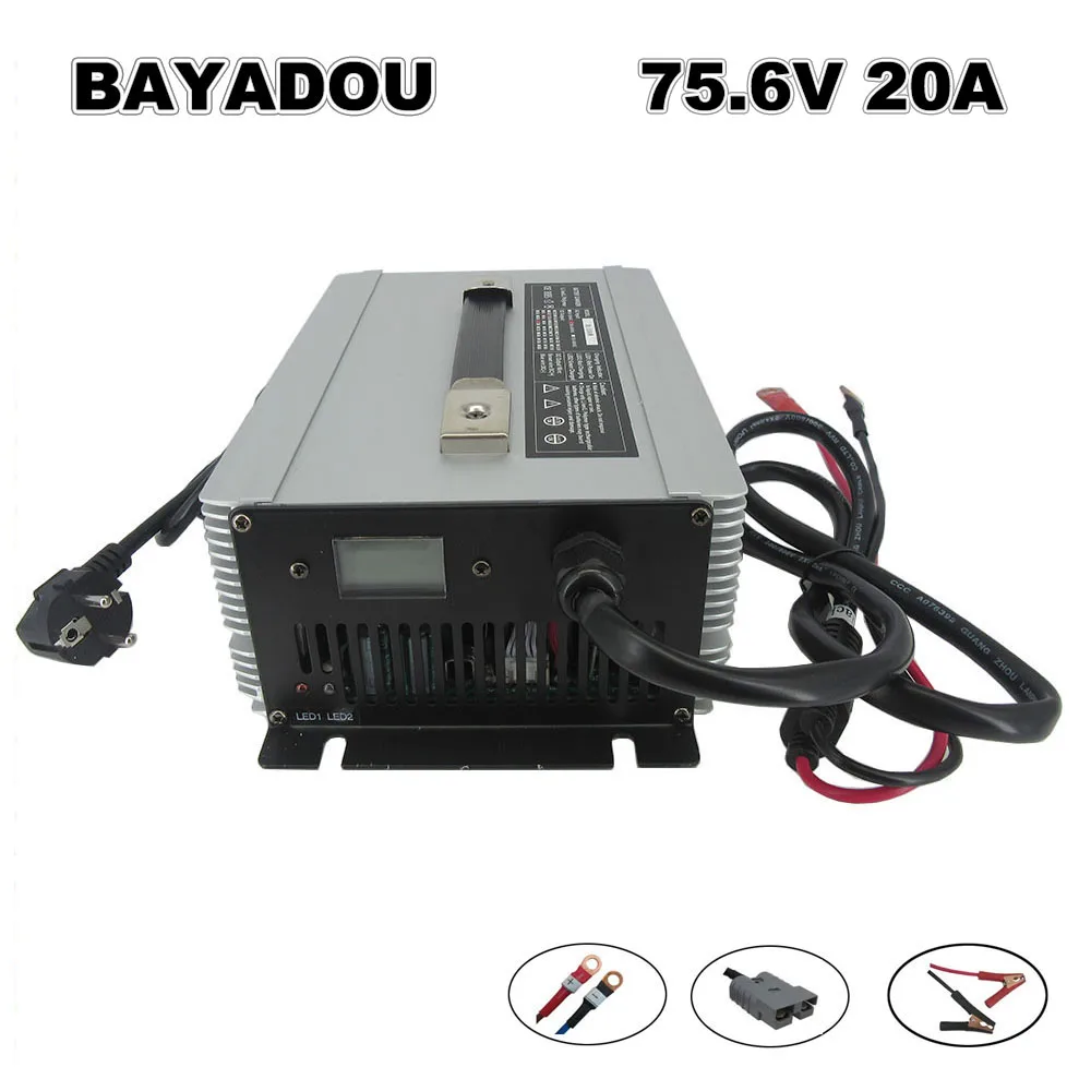 

75.6V 20A Li-ion Charger For 64.8V 66.6V 18S 15A 10A Lithium Battery Forklift Clearner RV Boat Energy Storage Chargers