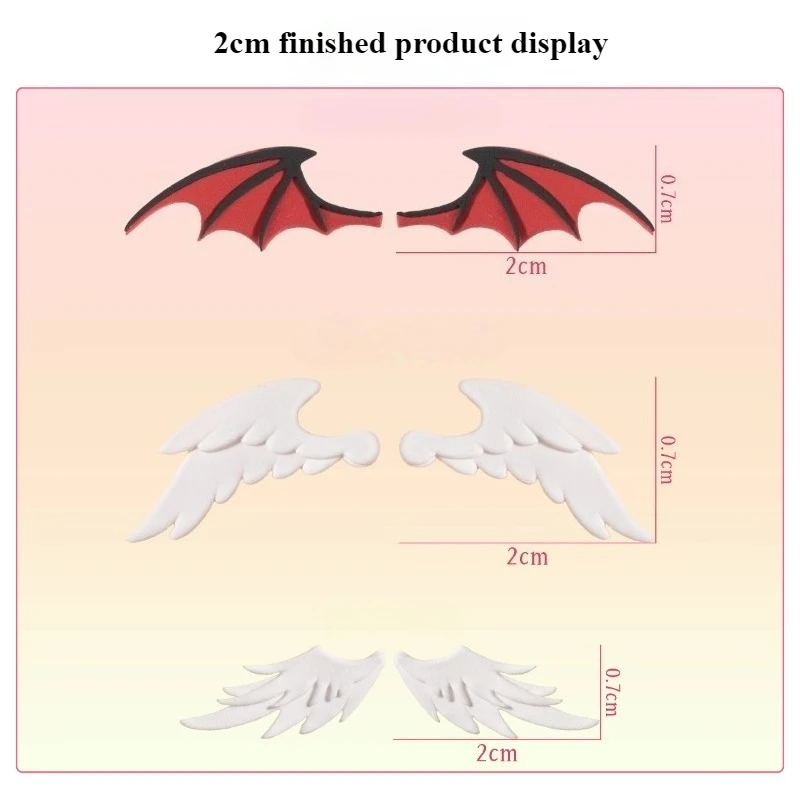 Q نسخة الترا ضوء الطين دمية 2/3 سنتيمتر الجناح قطع قالب الملاك/الشيطان/الطائر الطنان الجناح لتقوم بها بنفسك دمية شخصية كرتونية الجناح التصميم أداة