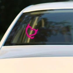 Devil Heart Minimalist Art Vinyl Decals Hot Pink Attractive Stickers for Girls Car Window Decor, Waterproof Decals Laptop Decor