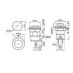 Autolock- und Momentary-Taste-Schalter, DS427, DS428, 12 mm, Off-On, Taste Switch, 3A, 125 VAC, 1,5A, 250 VAC, DS-427, 6PCS 8 Hauptverkaufsschalterhebel - №7