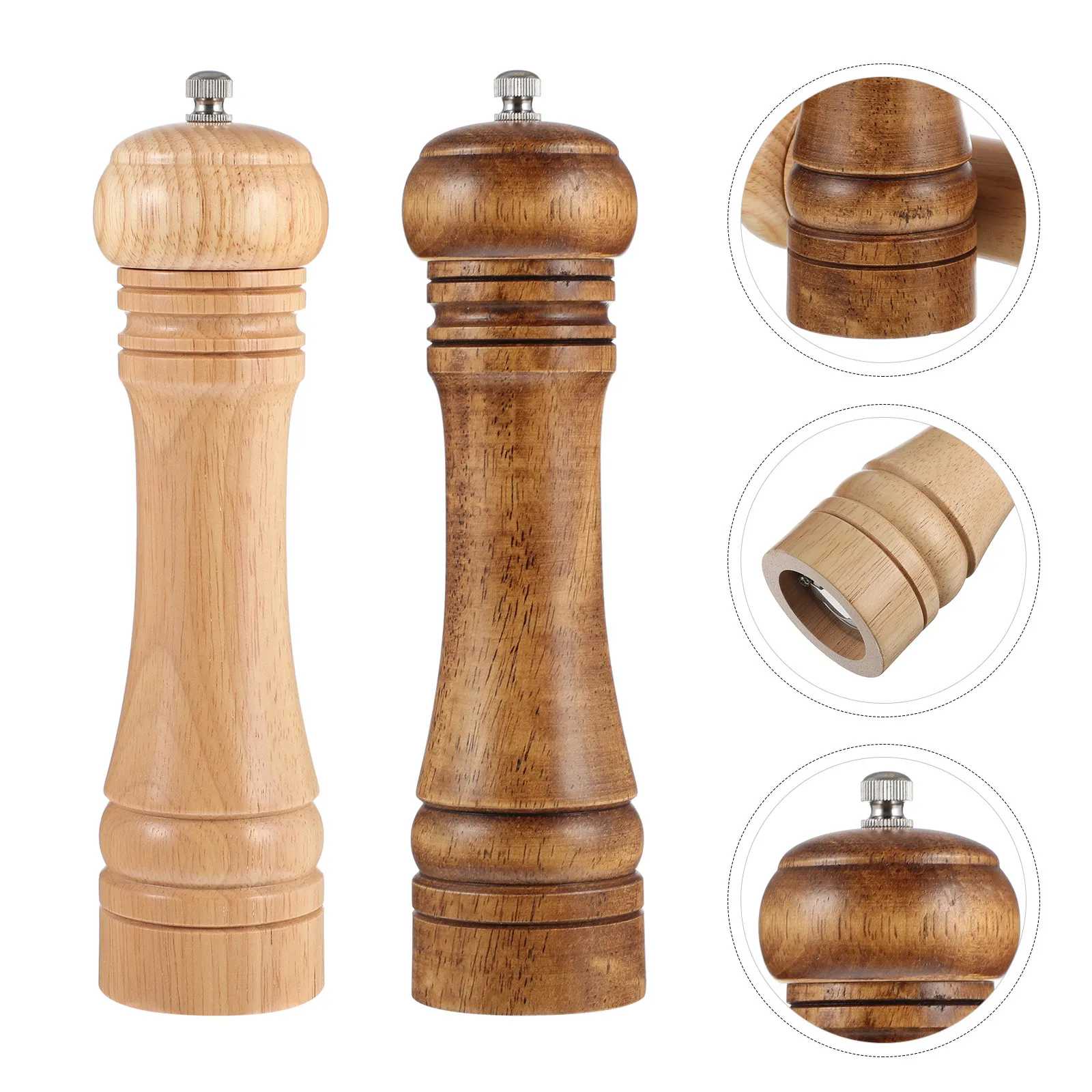 2Pcs Wooden Pepper Grinder Set Premium Reusable Natural Wood Pestle for Grinding Pepper Garlic Spices Pills Kitchen Masher