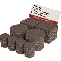 56 pieces Self-adhesive felt furniture pads - Scratch-resistant floor protective pads, brown