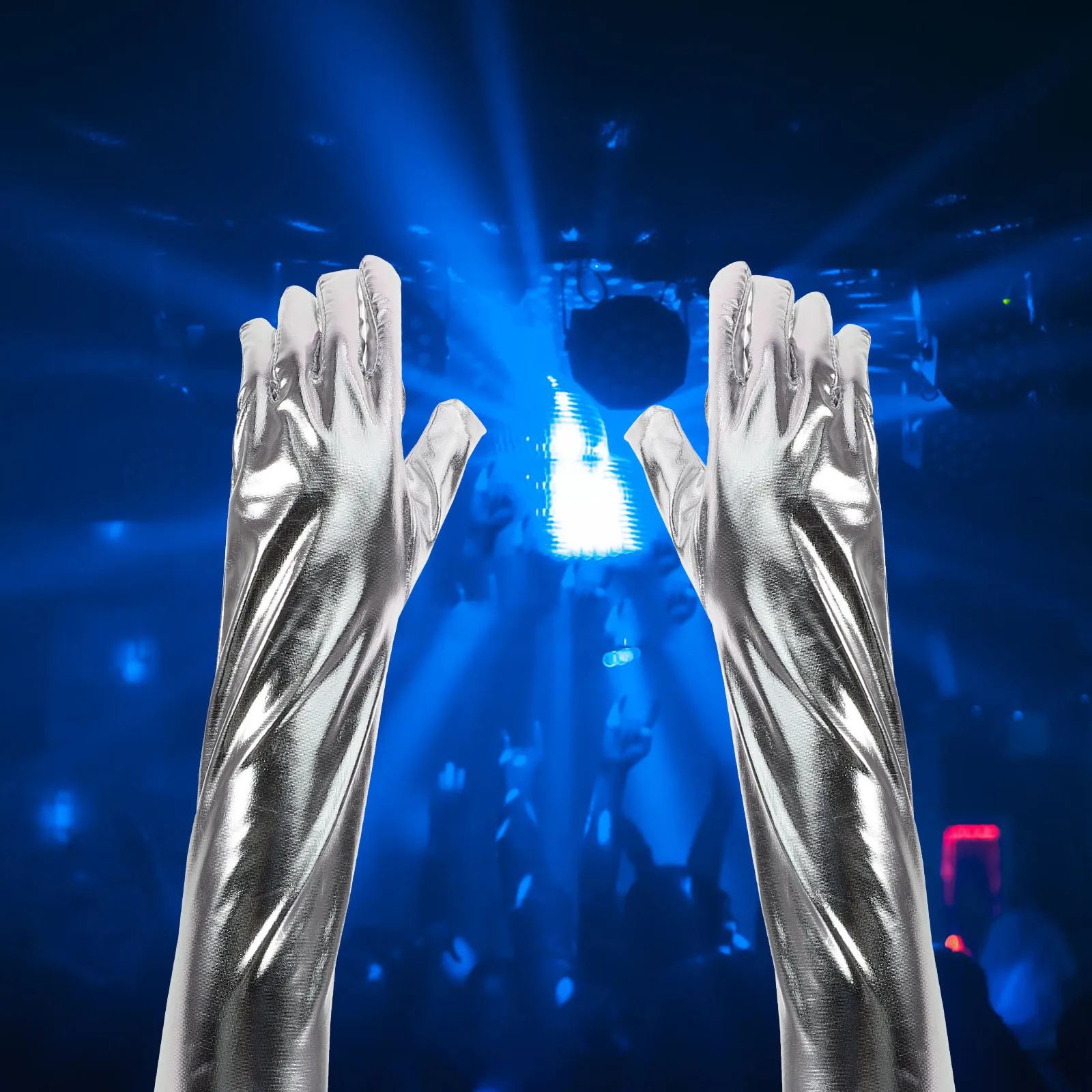 

1Pair Long Opera Patent Gloves Stretch Tight Fit Elbow Length for Evening Party Stage Costume Accessories