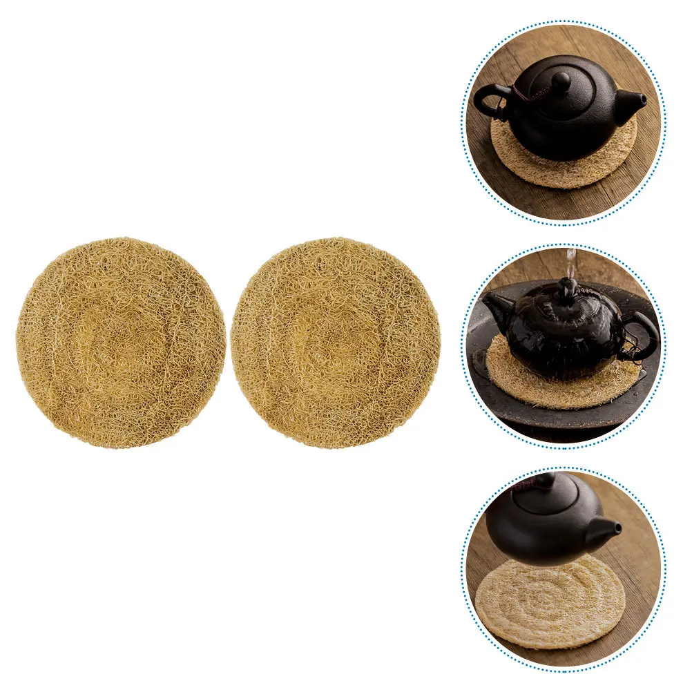 

2Pcs Cup Coasters Made of Premium Loofah Material Thickened Anti Scald Round Pads for Drinks Home Restaurant Desk Use