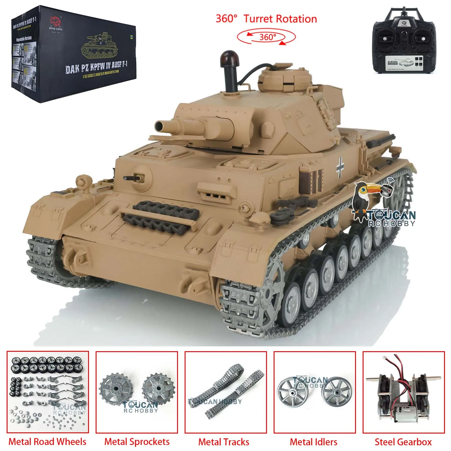 Heng Long 1/16 Scale 7.0 Customized Panzer IV F RTR RC Tank Model 3858 Metal Tracks Wheels Cars TH17385