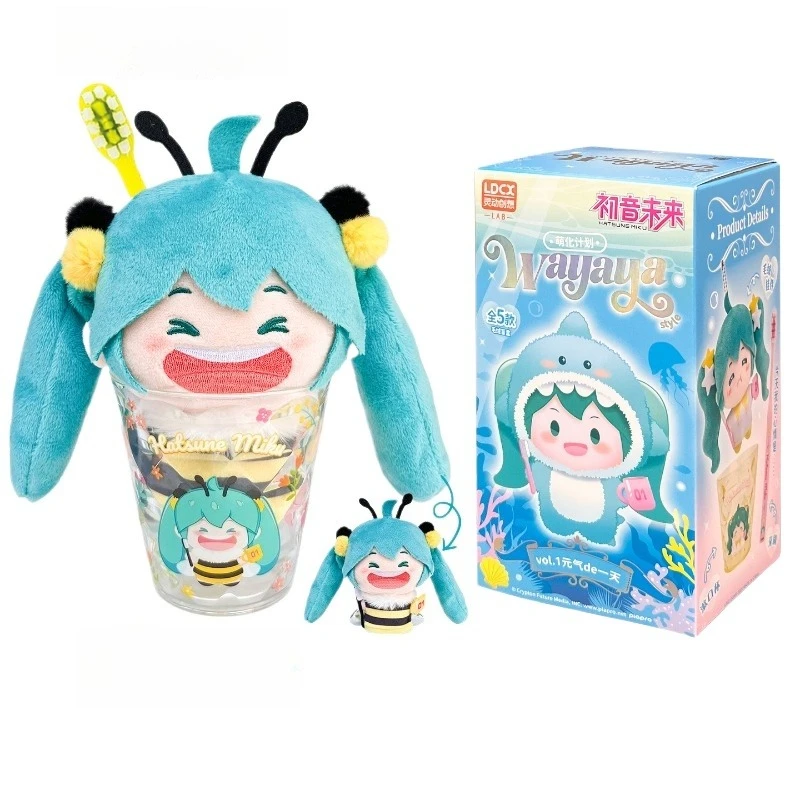Perlengkapan Anime Asli Hatsune Miku Wayaya Boneka Plush Blind Box Set Sikat Gigi Cangkir Cuci Boneka Garage Kit Gantungan Kunci Perlengkapan Anime