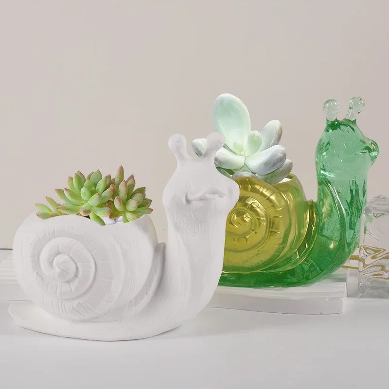 Crystal Glue Silicone Mold Snail 3d Flower Potted Plant Table Storage Box Diy Resin Plaster 3d Snail Pottery Mould New 2023