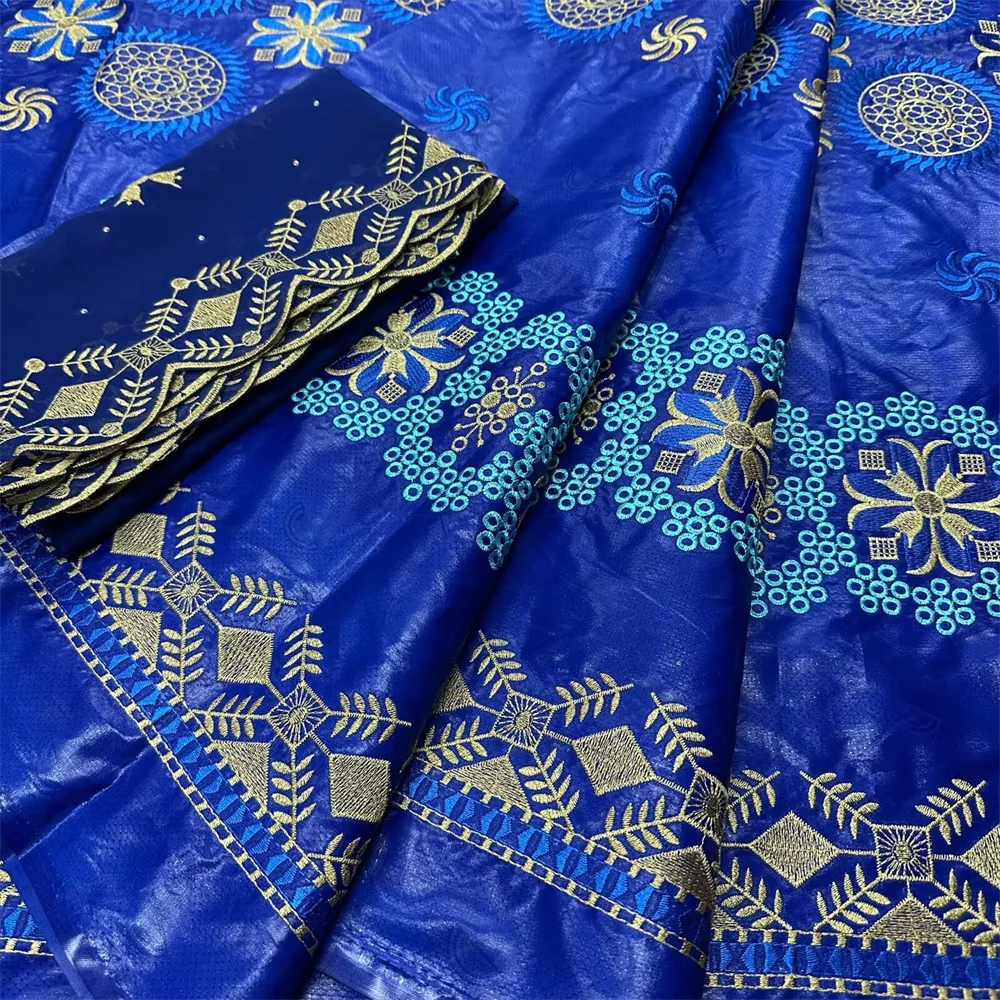Beautiful African Bazin Riche Fabric African Lace Fabric 5+2 Yards Embroidery Lace Nigerian Lace Fabric Bazin Brode For Dress BZ