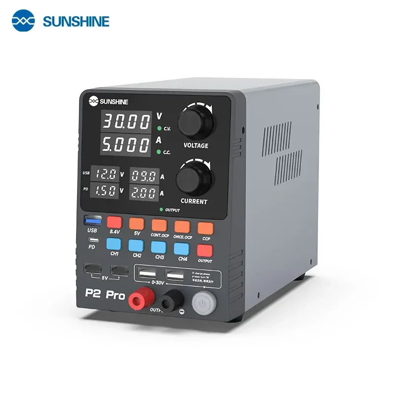 SUNSHINE P2 PRO Intelligent Regulated DC Power Supply 265W Toroidal Transformer Four-digit Display 65W Fast Charge Power Supply