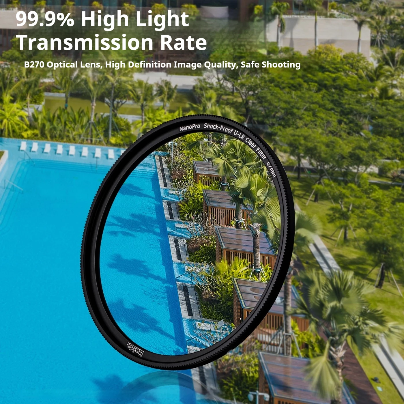 HaidaNanoPro U-LR فلتر حماية من الأشعة فوق البنفسجية مقاوم للصدمات منخفض للغاية مع طلاء متعدد الطبقات مزدوج الجوانب ومقاوم للماء