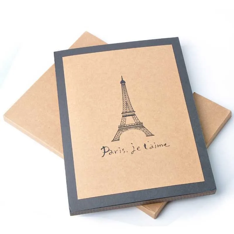 High Quality Romantic Eiffel Tower Photo Album A4 Handmade Vintage DIY Scrapbooking Photo Album Card Stock