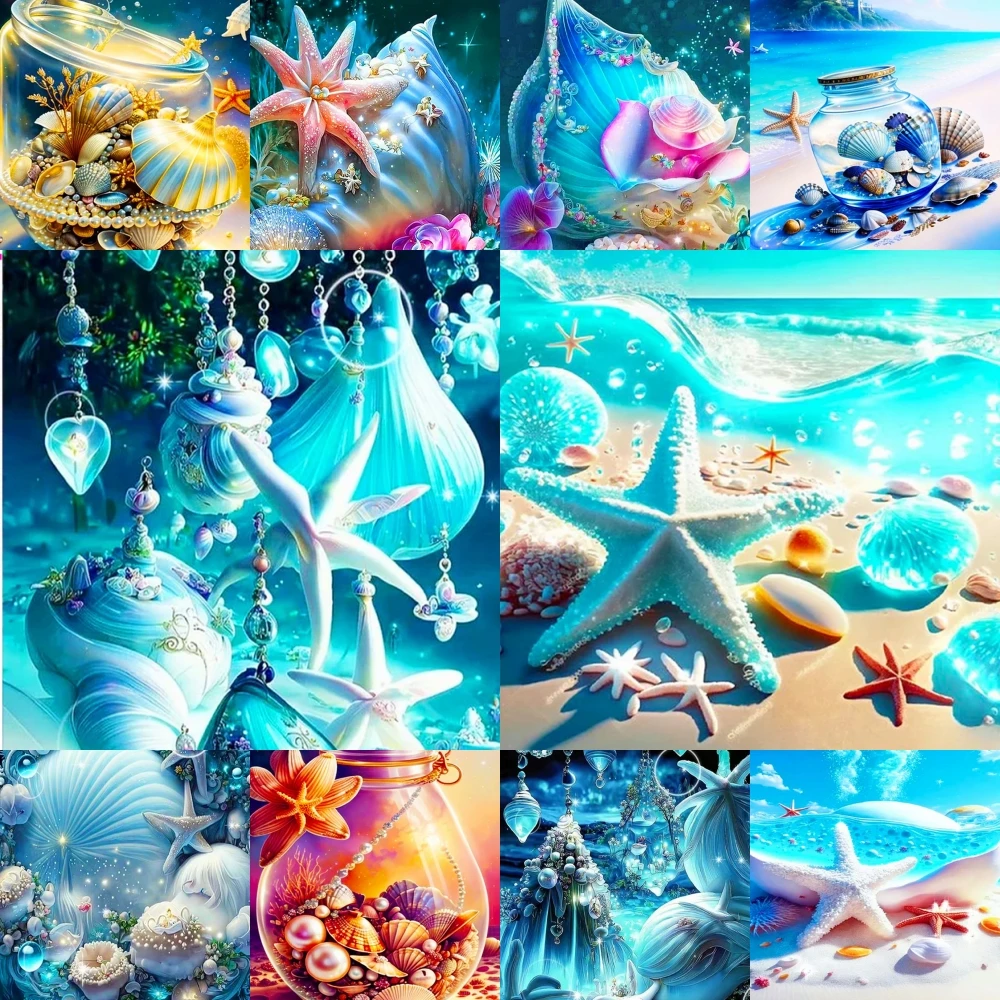 Seaside Landscape 5D Diy Diamond Painting Fantasy Shell Pearl Full Diamond Mosaic Embroidery Cross Stitch Kits Home Decorations