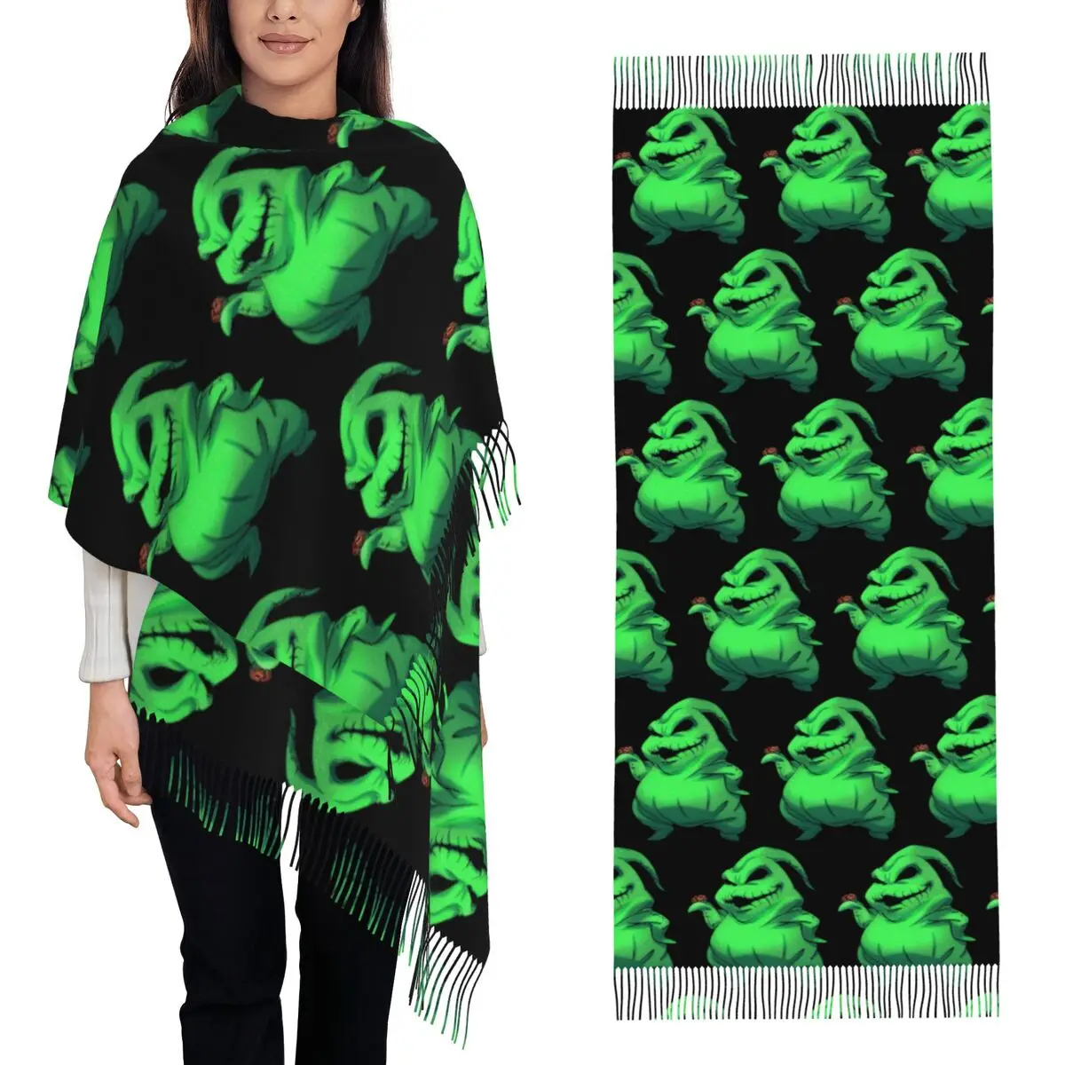 

Шарф Oogie Boogie, шарфы с кисточками, женские мягкие теплые шали и накидки, большая осенне-зимняя шаль