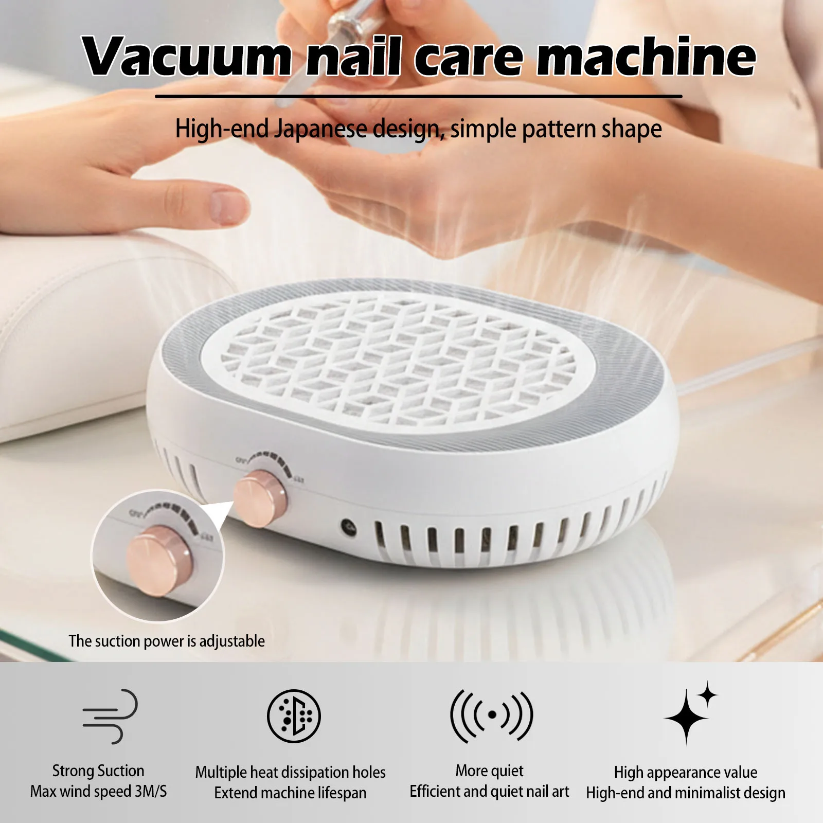 Portable Mini Nail Dust Collector 4500RPM Turbine Brushless Motor Super Suction Stand Nail Dust Extractor for Home Salon Manicur