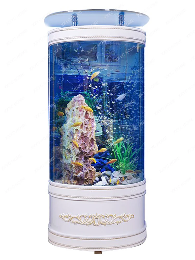 

Constant Temperature Fish Tank Semicircle Living Room Fortune Ecological Change Water Glass Aquarium Landscaping