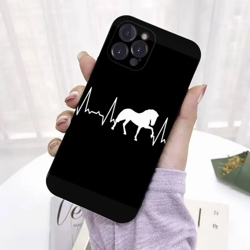 YNDFCNB Horse Heartbeat Phone Case For iPhone 6 7 8 Plus 11 12 13 14 Pro SE 2020 MAX Mini X XS XR Back Funda Cover