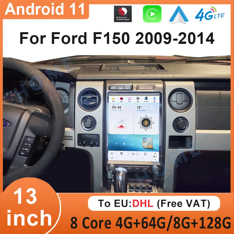 

128G 13 Inch Car Radio For Ford F150 2008 -2014 Qualcomm Android 11 Auto Stereo Head Unit Multimedia DVD Player Carplay GPS Navi