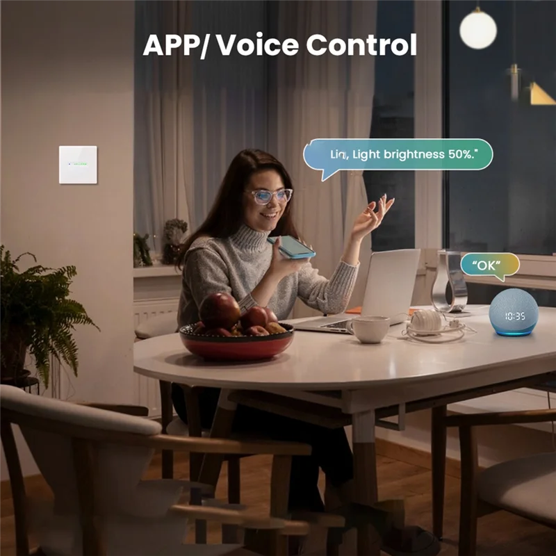 A95I-Tuya Wifi Dimmer Switch EU Glass Panel Touch Light Controller APP Remote Control Work For Alexa Google Home