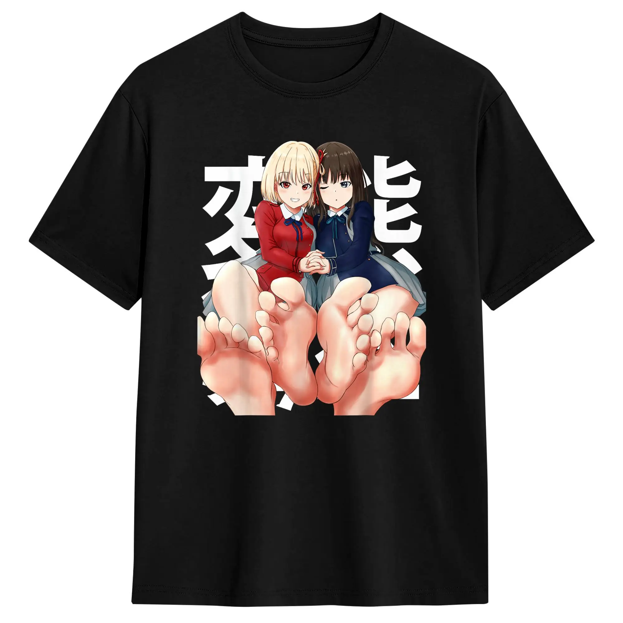 Japanese Submissive Feet Toes Anime T Shirt Couple  Y2K Funny T-Shirts Beach Crew Neck Harajuku Tees Casual Oversized Tops