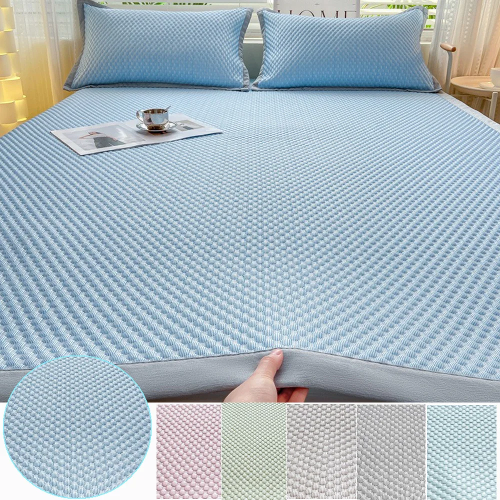 

Cool Feeling Ice Fabric Mattress Cover Single/Double/Queen Bed Sheet Summer Cool Pad Mat Elastic Band Four Corners Bedspreads