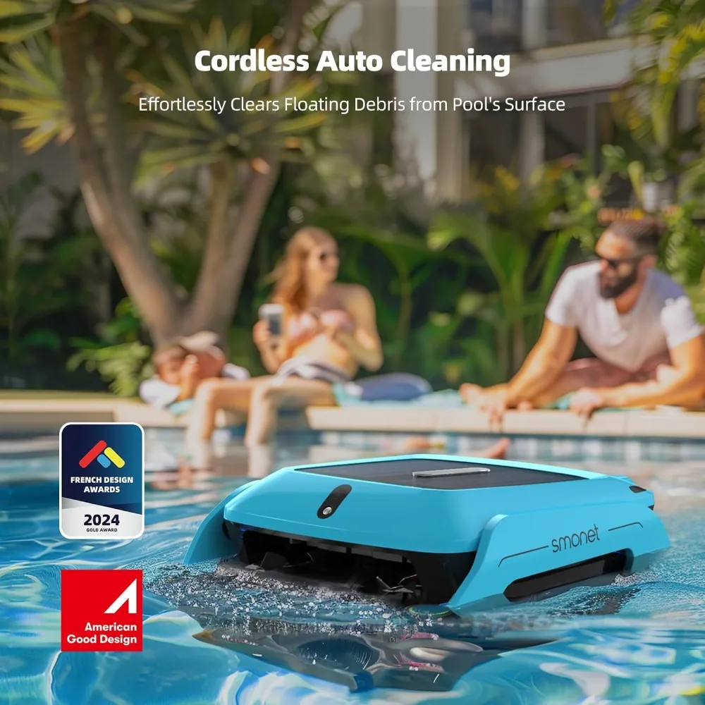 2024 New Robotic Solar Pool Skimmer: SR5 Automatic Robot Cordless Solar Powered Pool Skimmer Cleaner for Pool Surface