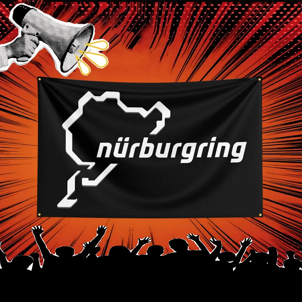 Nurburgring Car Flag 3x5 FT Polyester Banner For Garage Wall Decor Auto Show Decoration Fan Gift