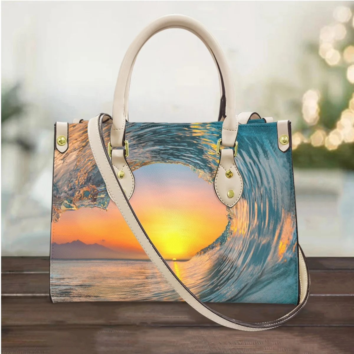 FORUDESIGNS Landscape Painting Sunset Women's Bags Elegant Female Handbags Storage Makeup Ladies Tote Bags Accessories