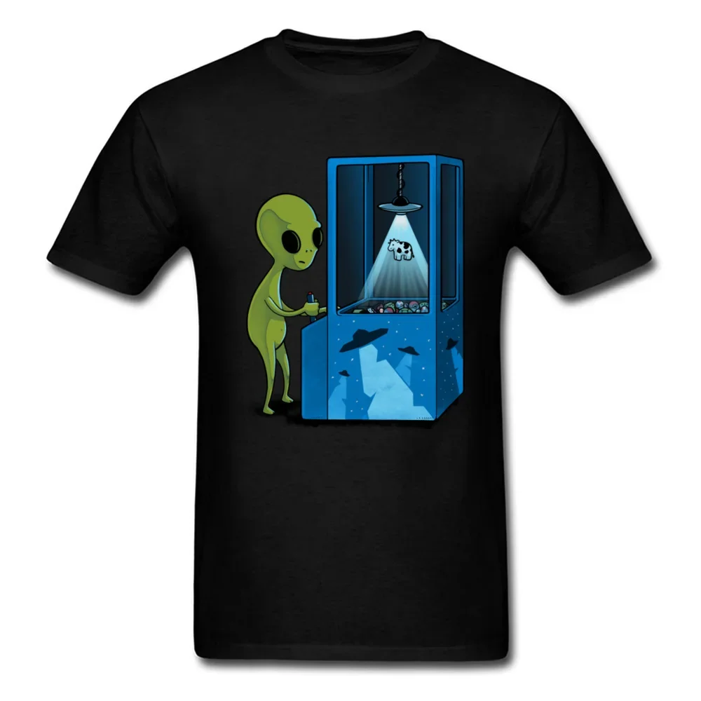 UFO Game O Neck T Shirts Black Popular Fashion Sweatshirt Cotton Fitness Alien Green Tshirt Men