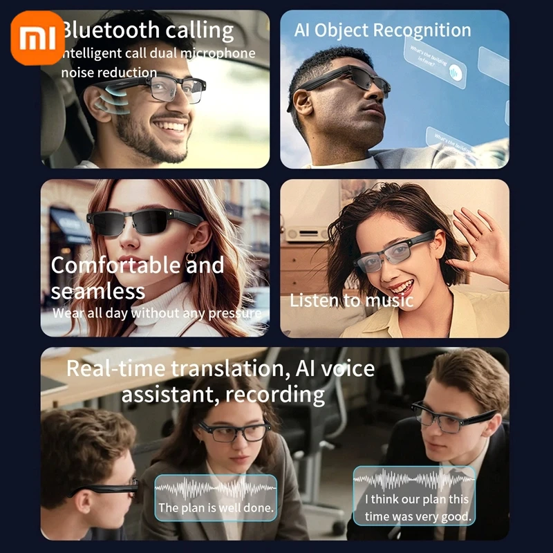 Xiaomi 2025 نظارات ذكية جديدة للرجال والنساء نظارات بلوتوث للتحكم في المكالمات الصوتية والموسيقى نظارات شمسية مستقطبة بالأشعة فوق البنفسجية