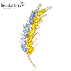 Beaut&Berry Ukrainian Ear of Wheat Brooches for Women Unisex Plant Pins Casual Party Accessories New Gifts Friends Decoration