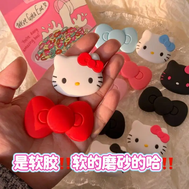 New 6Pcs Hello Kitty Diy Accessories Kawaii Sanrio Cute Anime Water Cup Refrigerator Toy Hair Card Creative Girl Bow Accessories