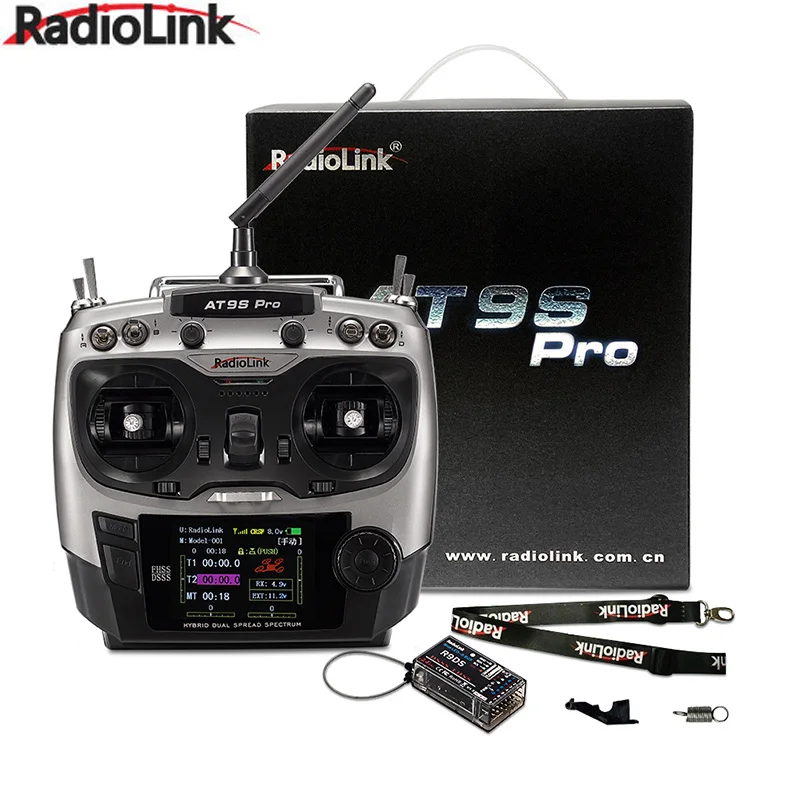 Radiolink AT9S Pro TX 10/12CH Pengendali Radio RC Pemancar RC dengan penerima R9DS RX 2.4G untuk Drone Balap FPV RC