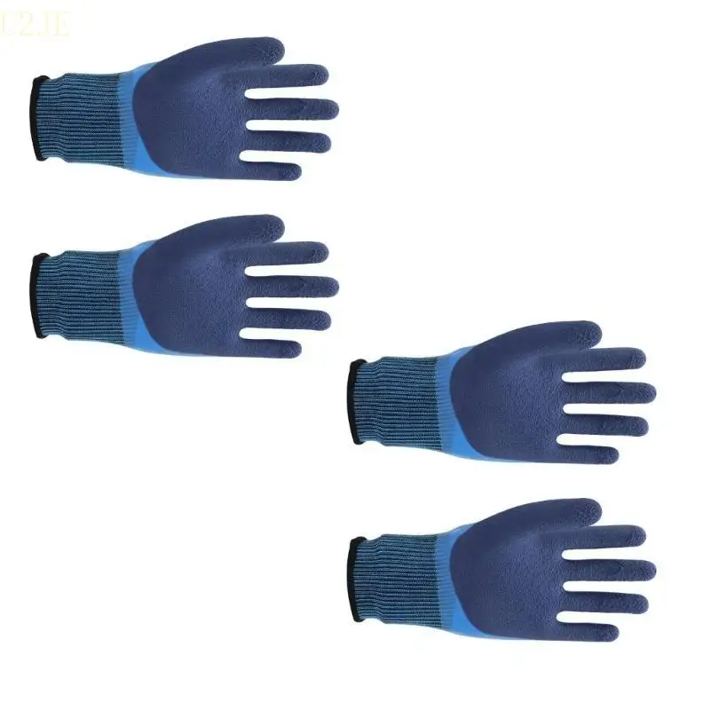 U2JE 2 Pairs/4 Pairs Double Latex Coated Freezer Gloves Work Gloves for Warehouse
