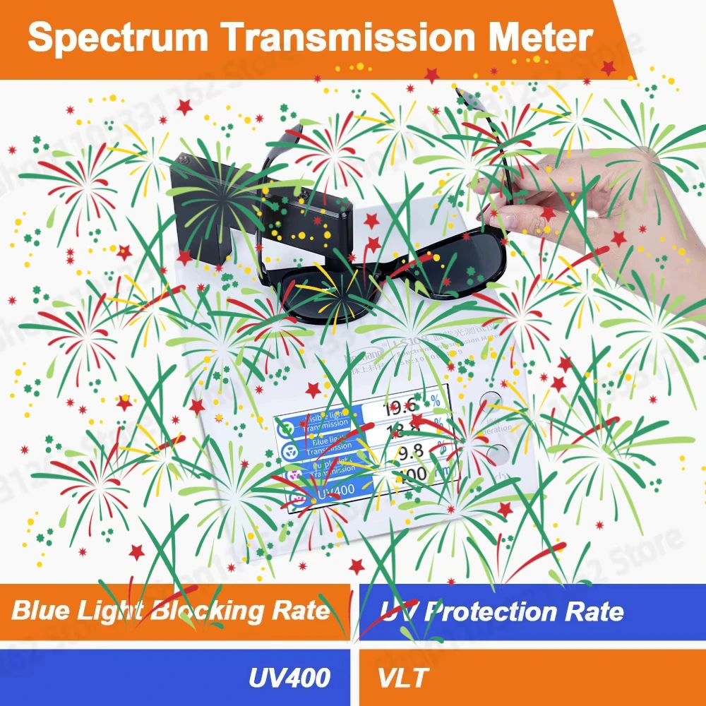 Linshang LS108 Blue Light Transmission Meter UV400 Tester for Glasses Lens Anti-Blue Light UV Rejection VLT Meter