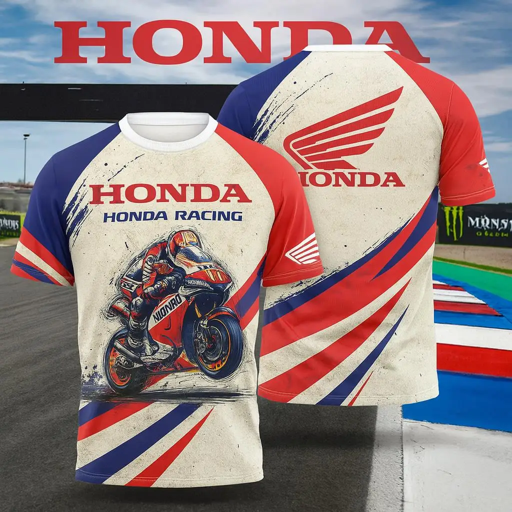 

Мужская гоночная футболка Honda, легкий дышащий топ из трикотажа с короткими рукавами для жаркой летней верховой езды и спортивной одежды