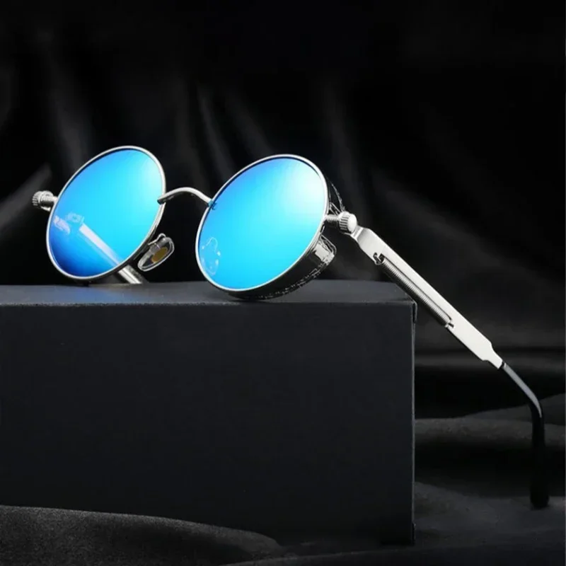 Steampunk Sonnenbrille Männer Runde Metall Sonnenbrille Frauen Marke Designer Retro Hohe Qualität Oculos De Sol