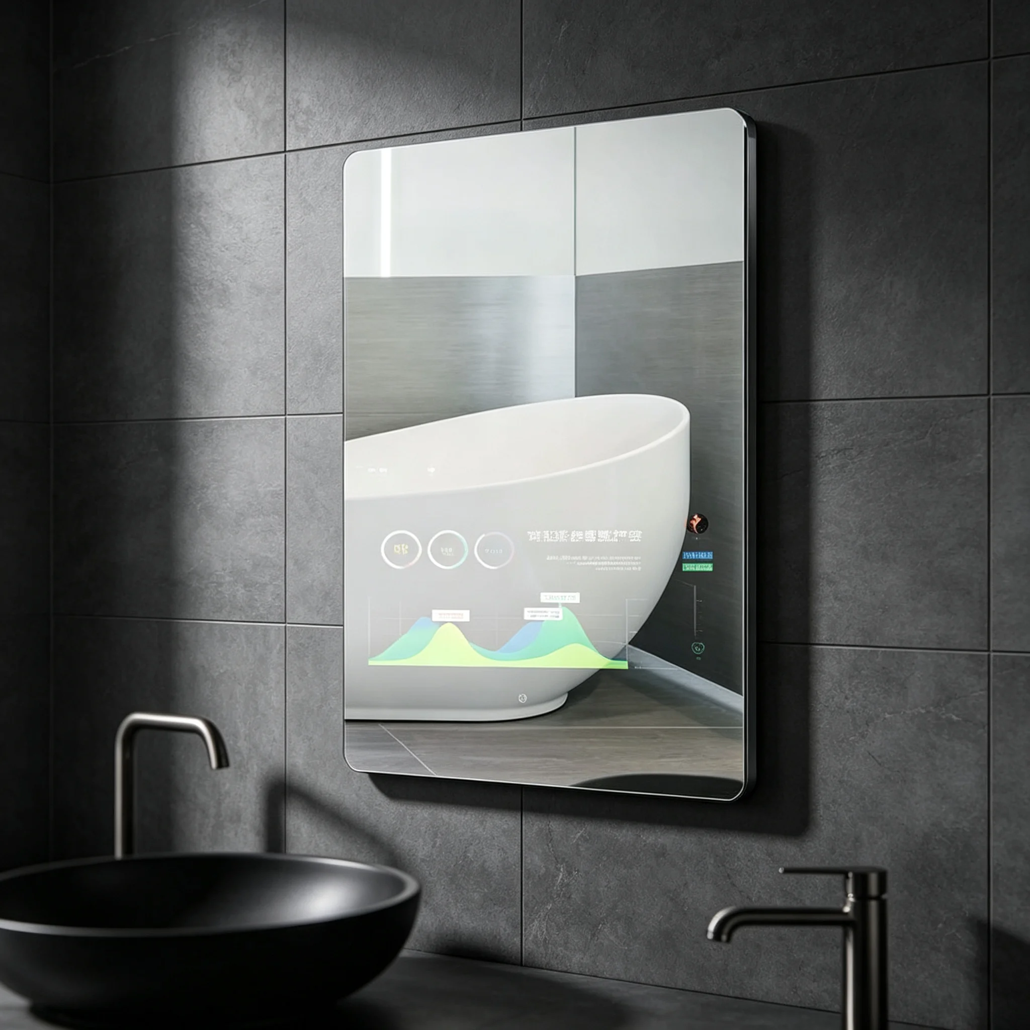 Modern Rectangle Smart Mirror With Touch Switch And TV Background Music For Gaming