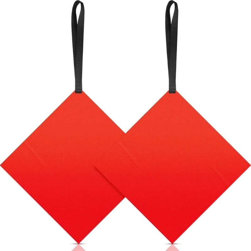 Kayak Towing Warning Flags, Safety Flags with Webbing, Redness Canoes, Kayak Accessories, Easy Use, 2Pcs