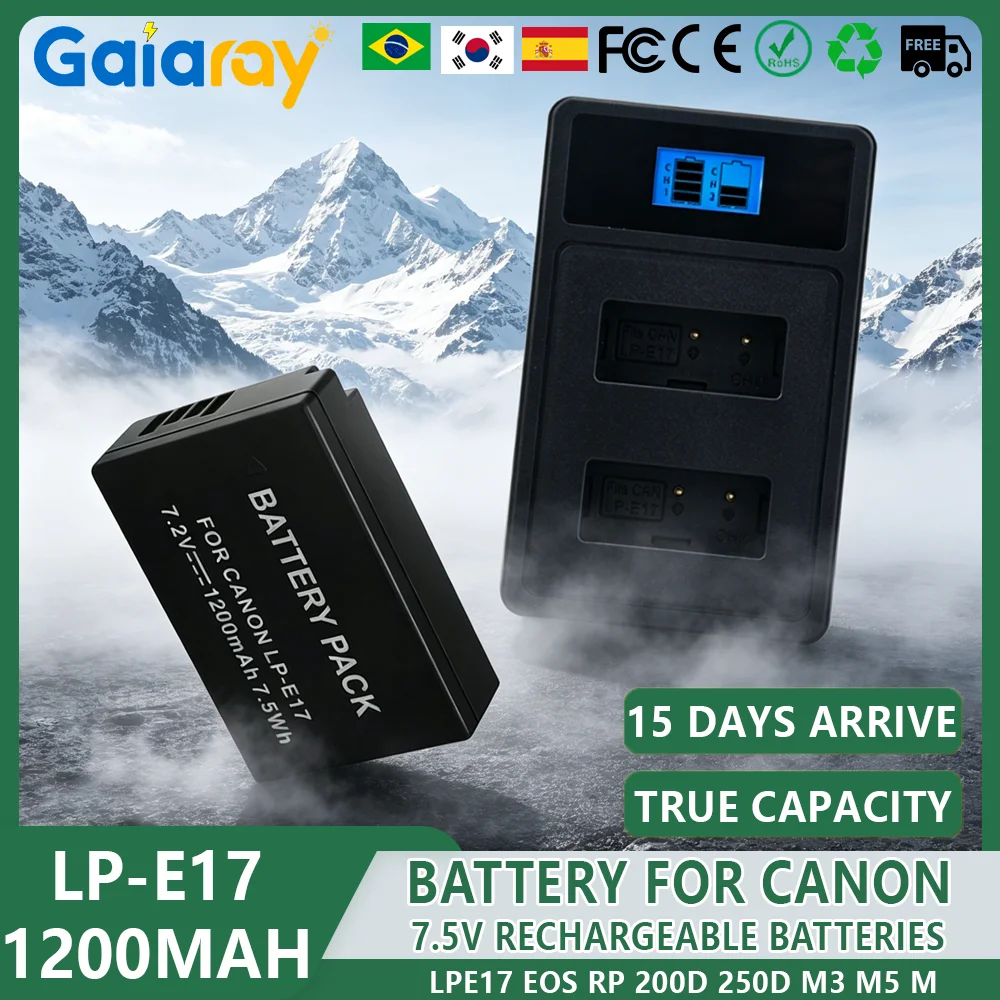 Canon Camera Eos R50 - LED Dual Charger 1200mah LP-E17 LP