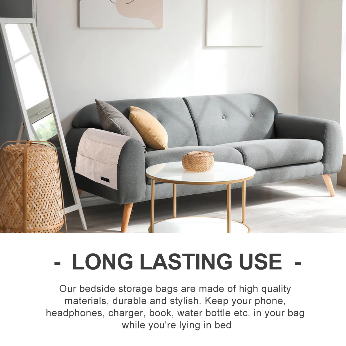 

1pc Cotton Remote Sofa Side Organizer Arrangement Bag Reusable Four Grid Sofa Armrest Bag Designs Various Sizes Travel