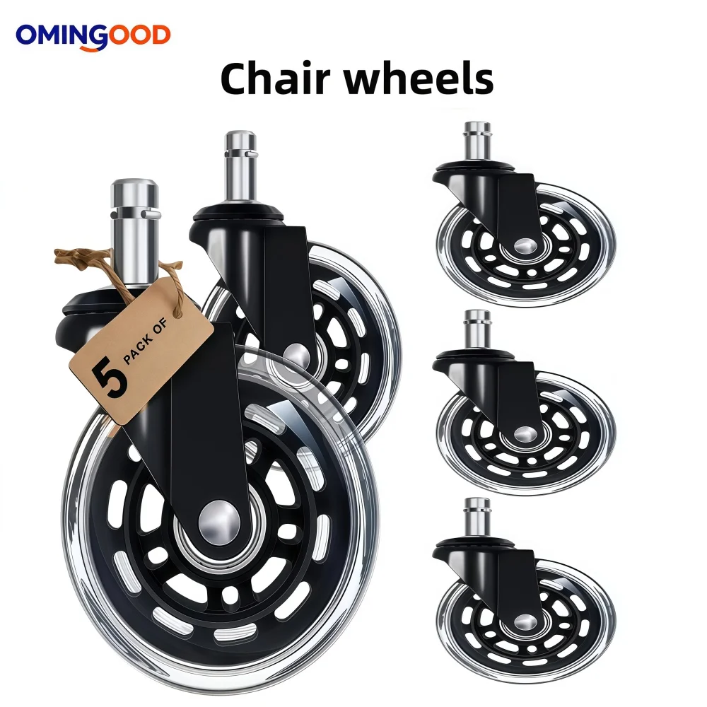 5PCS 3-Inch Heavy-Duty Office Chair Casters, Suitable for Smooth Floors, Fashionable Office Chair Replacement, Metal Structure