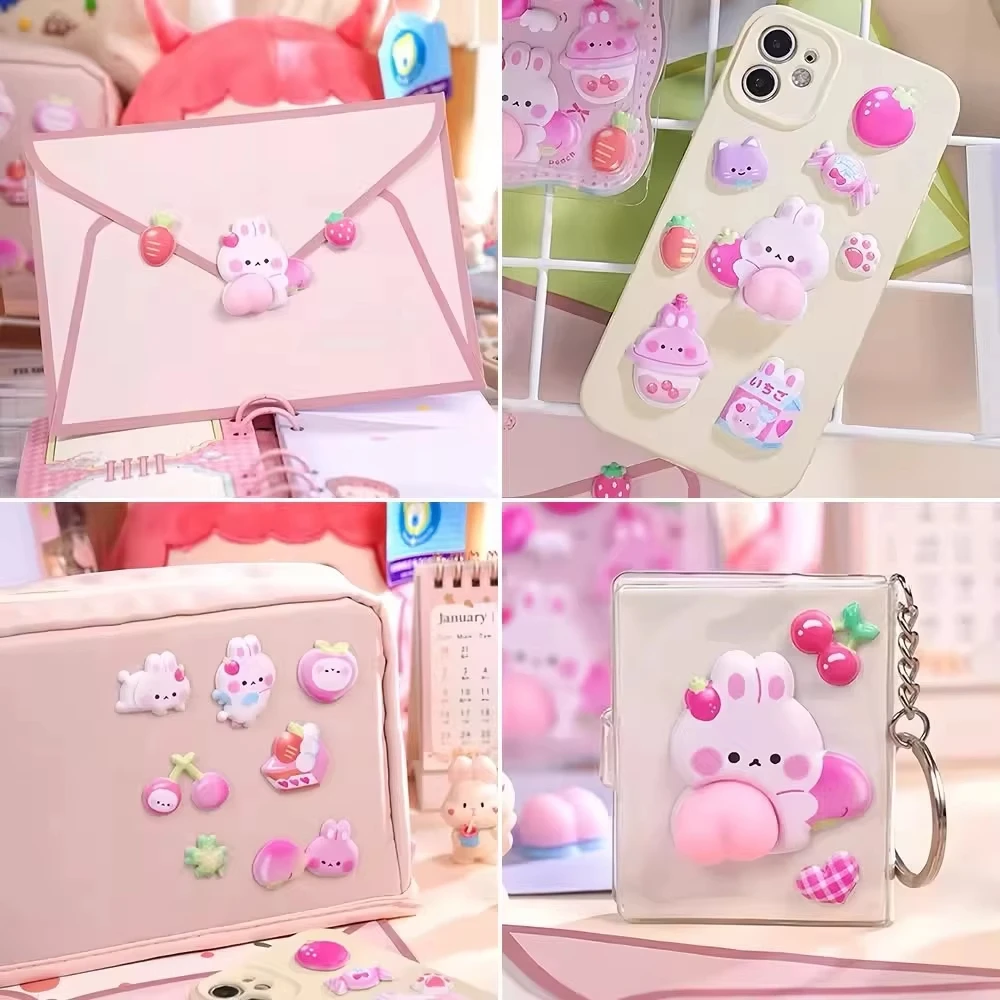 1-2 fogli adesivi animali carini 3D adesivo antistress gonfio e squishy per custodia del telefono decorazione del computer portatile diario regalo di collage fai da te