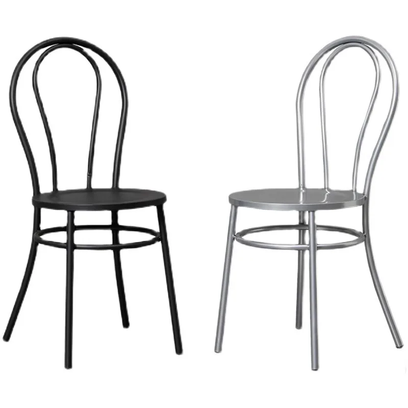 Restaurant Iron Art Chair Casual Household Simple Backrest Chair Coffee Shop Milk Tea Barbecue Restaurant Dining Chair