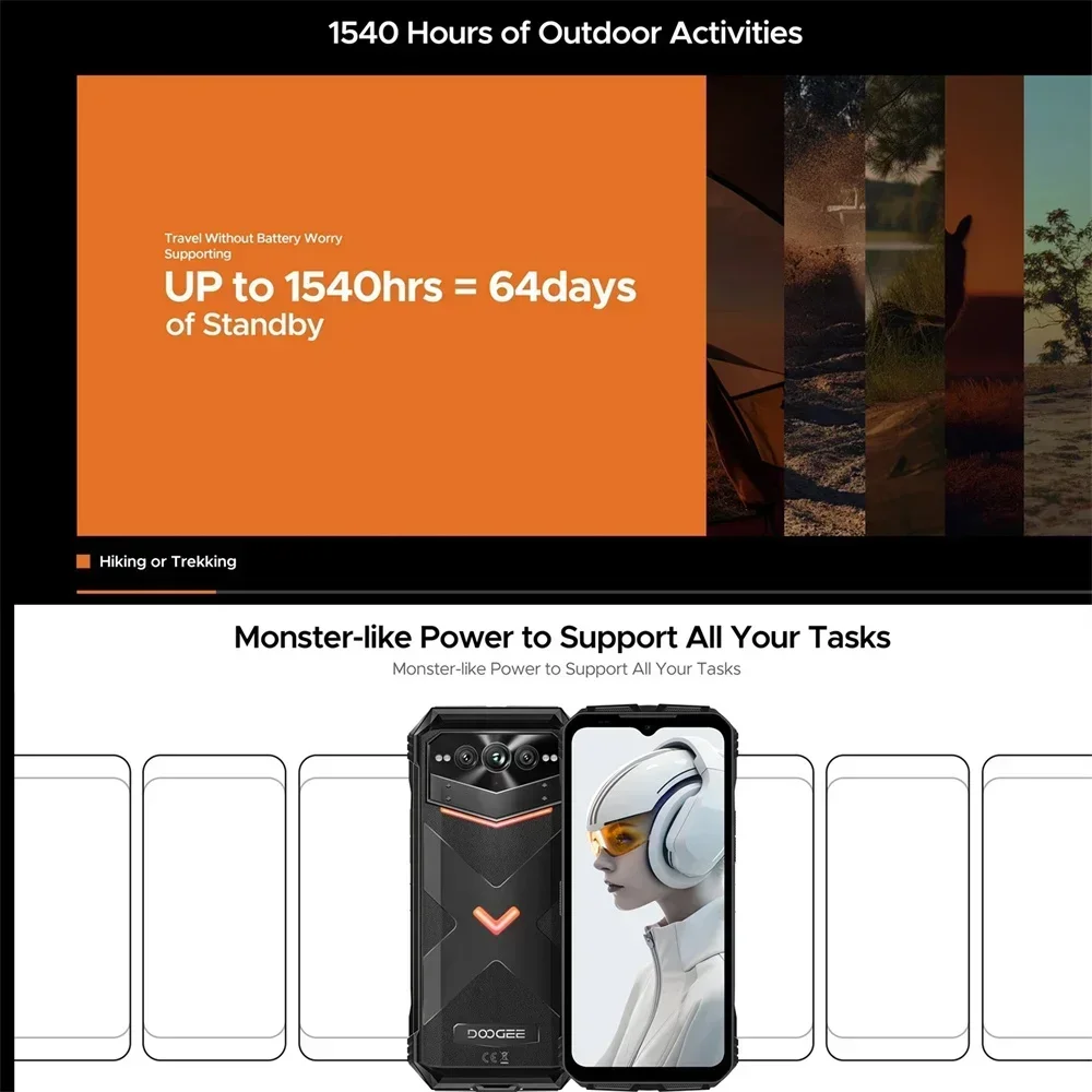 DOOGEE V Max Plus 5G هاتف ذكي متين أندرويد 14 ثماني النواة 6.58 بوصة 36 جيجابايت + 512 جيجابايت هاتف محمول 200 ميجابكسل 22000 مللي أمبير 33 وات شحن سريع NFC #4