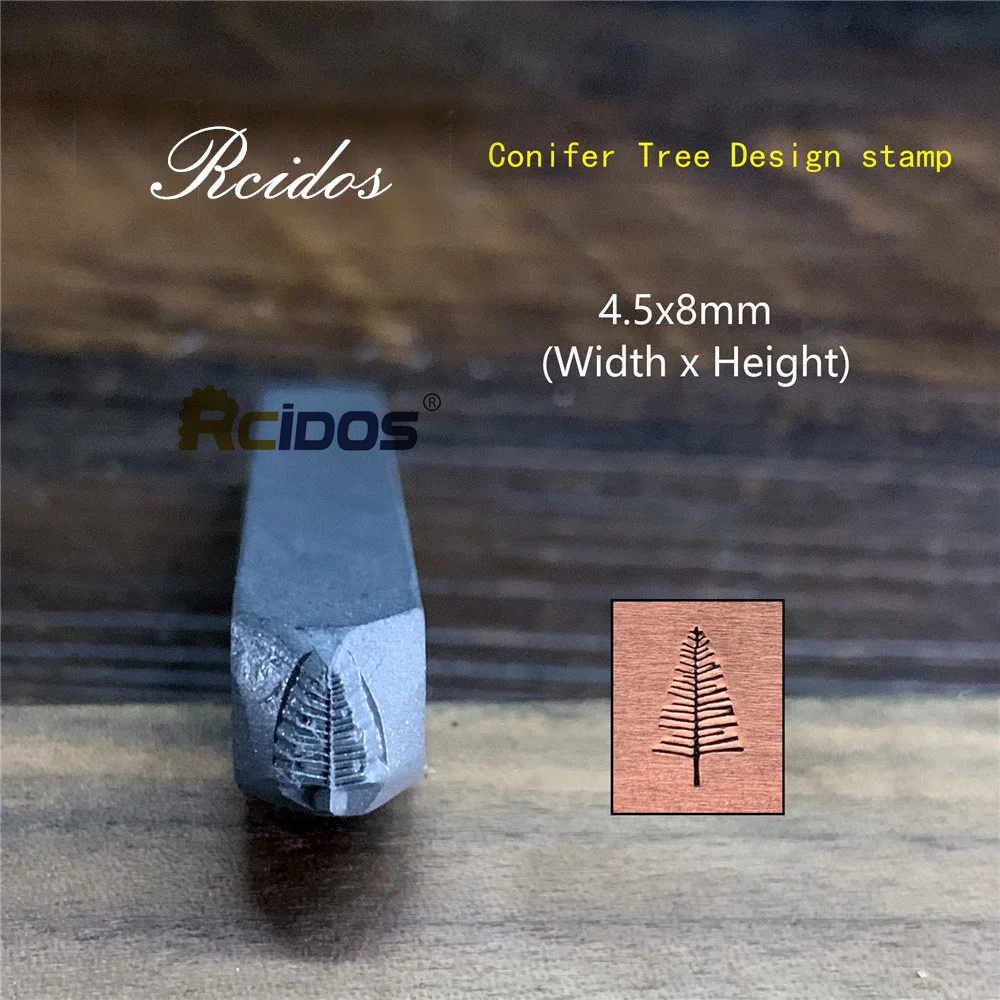 Conifer Tree Design stamp 4.5x8mm(Widthx Height),RCIDOS DIY Bracelet/jewelry symbols steel stamp