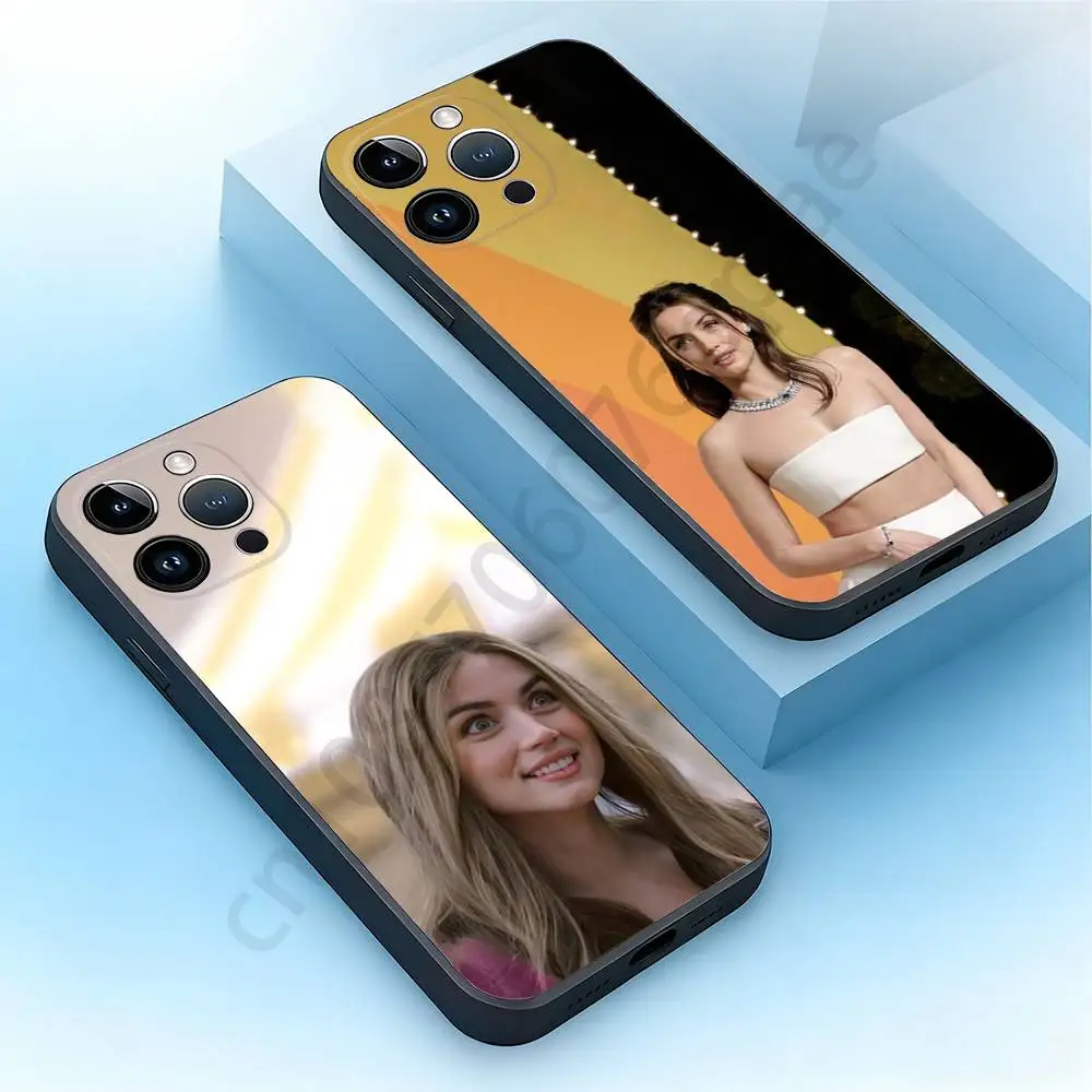 

Ana de Armas Phone Case For iPhone 17,16,15,14,13,12,11,Pro,Max,Plus,Mini, Anti Fall Black Matte Soft Bumper