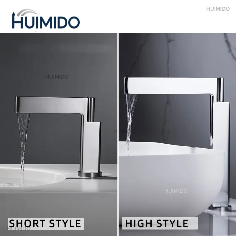 Basin Faucet Tapware Bath Mixer High Tall Bathroom Sink Tap Brass Chrome Grey With Single Handle Hot Cold Water Fashion